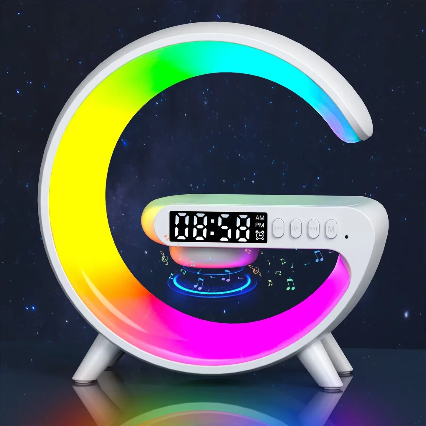 Multifunction Bluetooth Speaker TF RGB Night Light 15W Wireless Charger Stand for Iphone Samsung Xiaomi Fast Charging Station